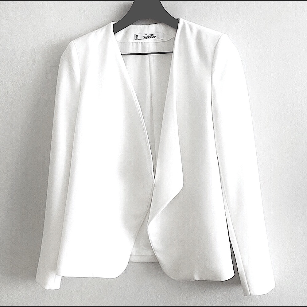mango white collarless open front blazer size x-small EUC
